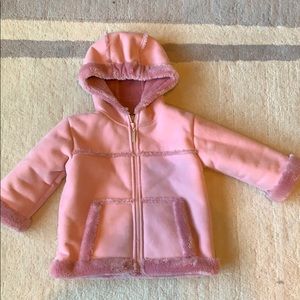Little girls pink shearling jacket